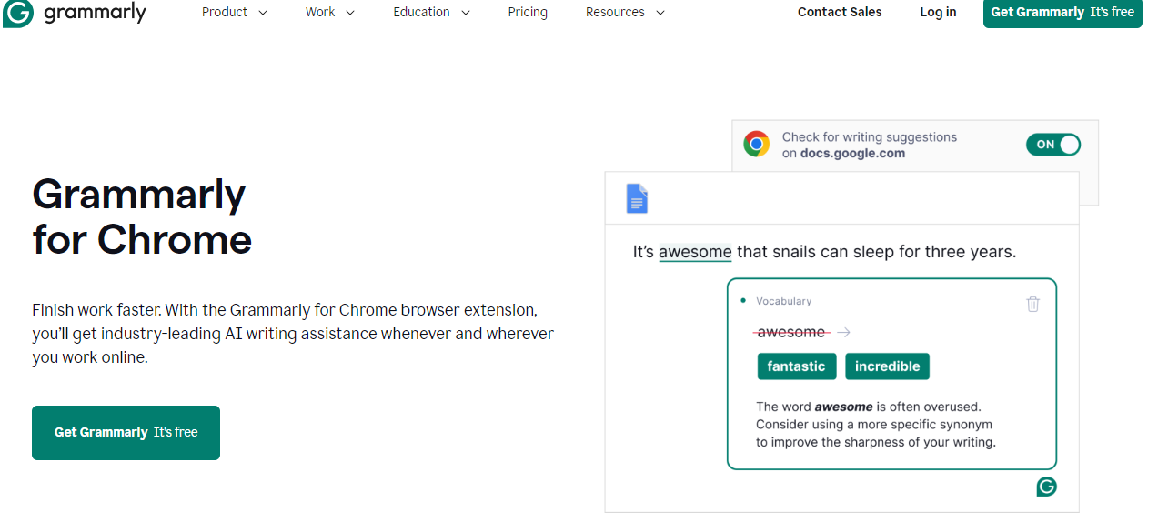 "grammarly extension interface"